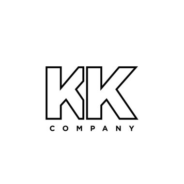 K ve K harfleri, KK logo tasarım şablonu. Şirket kimliği için asgari monogram tabanlı logotype.