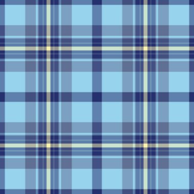 Hediye kâğıdı kumaş dokusunu, kalitesiz arka plan vektörünü kontrol et. Hediye kartı desenli mavi ve cyan renk paletiyle ekose kumaş..