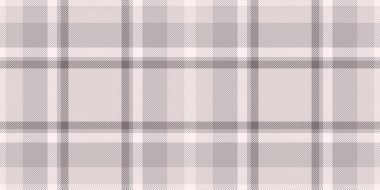 Örneksiz tartan dokusu, eğri kumaş dokuma vektörü. Ekose desen denetimi arkaplanı gri ve beyaz renkte.