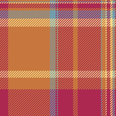 Terzi tartan vektör dokusu, warp deseni kontrolü tekstil. Daisy ekose arka plan turuncu ve kırmızı renk paleti ile dikişsiz kumaş.