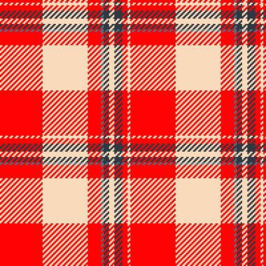 Nostalji kusursuz tartan deseni, ekoseli geçmiş kontrolü. Yenidoğan vektör dokusu kırmızı ve açık renk paletinde tekstil.