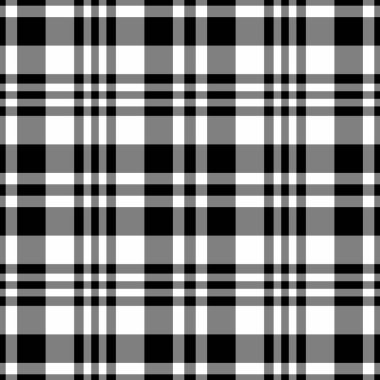 Kıyafet kontrolü, ekose kumaş, iç çamaşırı vektör modeli. Özelleştirilebilir tartan dokusu gri ve siyah renk paletinde dikişsiz.