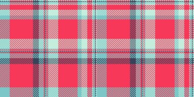 Şablon dokusunu kontrol et, yatak odası arka plan vektörü kusursuz. Piksel tekstil kumaş ekoseli kırmızı ve gök mavisi renk paleti.
