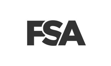 FSA logo tasarım şablonu güçlü ve modern kalın metinlerle. Basit ve minimal tipografi içeren ilk tabanlı vektör logosu. Moda şirket kimliği.