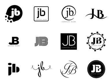 JB logo şirketi şablonu. J ve B harfleri logoti. Tasarım elemanları ile farklı klasik serif harfleri ve modern kalın metin ayarla. İlk yazı tipi tipografisi.