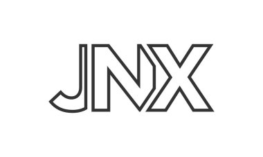 JNX logo tasarım şablonu güçlü ve modern kalın metinlerle. Basit ve minimal tipografi içeren ilk tabanlı vektör logosu. Moda şirket kimliği.