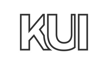 KUI logo tasarım şablonu güçlü ve modern kalın metinlerle. Basit ve minimal tipografi içeren ilk tabanlı vektör logosu. Moda şirket kimliği.