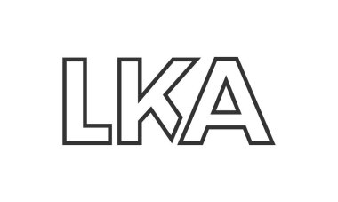 Güçlü ve modern kalın metinli LKA logo tasarım şablonu. Basit ve minimal tipografi içeren ilk tabanlı vektör logosu. Moda şirket kimliği.