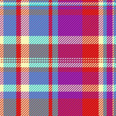 Güzel vektör tekstil ekose, Çince yeni yıl desen kontrol dokusu. Periyodik kumaş arkaplansız tartan kırmızı ve cyan renk paleti.