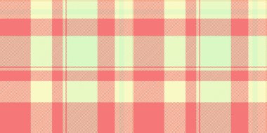 Ekose kumaş izi, neşeli tekstil özgeçmiş kontrolü. Işık ve kırmızı renk paletinde kesiksiz desenli tartan.