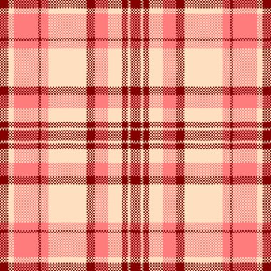 Renk kontrolü, ekose kumaş, güzel vektör kumaşı, dikişsiz. Bisque ve kırmızı renk paletinde canlandırma deseni arkaplan tartan deseni.