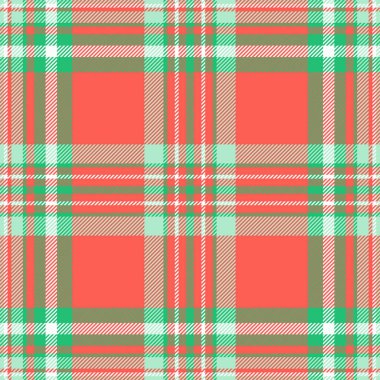 Karmaşık, pürüzsüz vektör deseni, zarif tekstil çeki ekoseli. Kırmızı ve nane rengi paleti ile eski arkaplan dokusu tartan kumaşı.