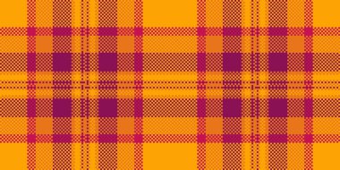 Kraliyet tekstil vektör kontrolü, kesme kumaş ekoseli. İspanyol desenli, turuncu ve pembe renklerde, pürüzsüz desen..