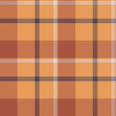 Tekstil desenli sıra vektörü, kumaş desenli tartan göster. Kadınsı arka plan turuncu ve kırmızı renk paletinde kusursuz ekose kontrolü.