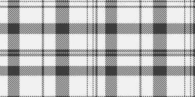 Madras arka plan vektör deseni, kimlik tartan kumaşı pürüzsüz. 1970 'lerin desen denetimi ekose tekstil beyaz ve gri renk paleti.