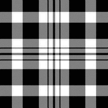 Ürün desenleri tartan, ipliksiz vektör dokusu. Tee kumaş arkaplan ekose tekstil siyah ve beyaz renk paleti.