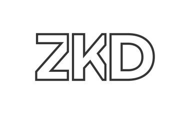 ZKD logo tasarım şablonu güçlü ve modern kalın metinlerle. Basit ve minimal tipografi içeren ilk tabanlı vektör logosu. Moda şirket kimliği.