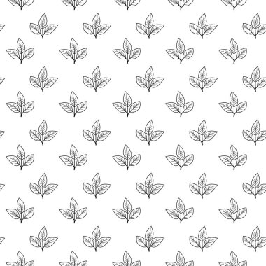 El çizimi çiçek desenli vektör tasarımı. Bitki ve yaprak ile basit bir süs. Kumaş baskı kumaşı.