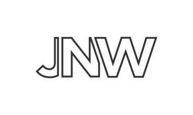 JNW logo tasarım şablonu güçlü ve modern kalın metinlerle. Basit ve minimal tipografi içeren ilk tabanlı vektör logosu. Moda şirket kimliği.