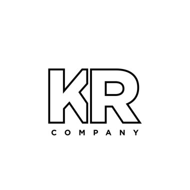 Popüler harf K ve R, KR logo tasarım şablonu. Şirket kimliği için asgari monogram tabanlı logotype.