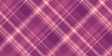 Uzun vektör tekstil dikişsiz, karmaşık tartan doku deseni. Fibröz kumaş arka plan kontrolü pembe ve açık renk paletinde.