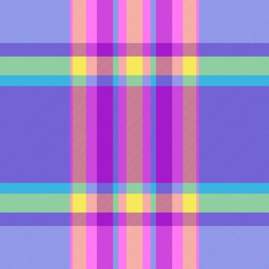 Profesyonel doku vektör kumaşı, bağımsızlık günü ekosesiz tekstil. Bandana tartan desen arka plan kontrolü cyan ve mor renk paletinde.