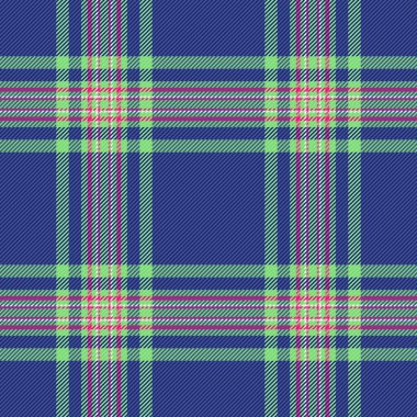 Çizgili vektör ekose dokusu, battaniyesiz kumaş. Peçete tartan arka plan kontrol deseni mavi ve yeşil renk paleti.