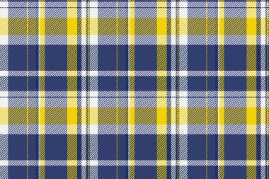 Idyllic tartan kumaş, ekose vektör dokusu. Mavi ve beyaz renk paletinde fiber tekstilsiz desen arkaplanı.
