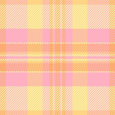 Geçmişi kaplayan tartan vektörü, nostalji kontrolü tekstil ekose. Çizgi dokusu dikişsiz kumaş kırmızı ve sarı renk paletinde.