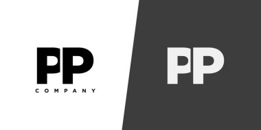 P ve P harfi, PP logo tasarım şablonu. İlk tabanlı asgari monogram logosu.