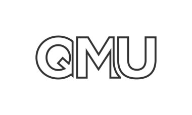 QMU logo tasarım şablonu güçlü ve modern kalın metinlerle. Basit ve minimal tipografi içeren ilk tabanlı vektör logosu. Moda şirket kimliği.