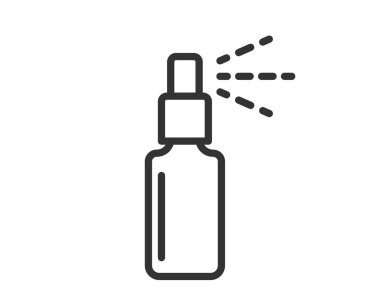 Kozmetik, vücut ve cilt bakımı için şişe spreyi ikonu, beyaz arka planda izole edilmiş parfümler. Vektör illüstrasyon ve logo.