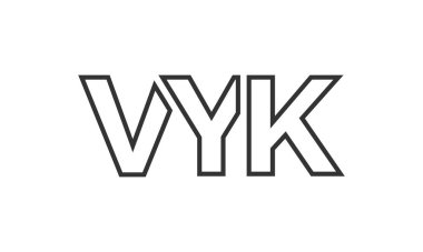 VYK logo tasarım şablonu güçlü ve modern kalın metinlerle. Basit ve minimal tipografi içeren ilk tabanlı vektör logosu. Moda şirket kimliği.