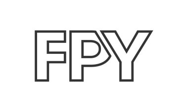 Güçlü ve modern kalın metinli FPY logo tasarım şablonu. Basit ve minimal tipografi içeren ilk tabanlı vektör logosu. Moda şirket kimliği.