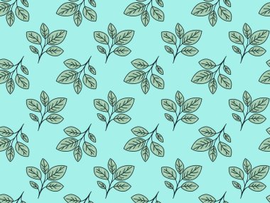 El çizimi çiçek desenli vektör tasarımı. Bitki ve yaprak ile basit bir süs. Kumaş baskı kumaşı.