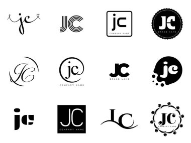 JC logo şirketi şablonu. J ve C harfleri logoti. Tasarım elemanları ile farklı klasik serif harfleri ve modern kalın metin ayarla. İlk yazı tipi tipografisi.