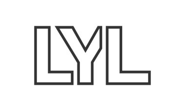 LYL logo tasarım şablonu güçlü ve modern kalın metinlerle. Basit ve minimal tipografi içeren ilk tabanlı vektör logosu. Moda şirket kimliği.