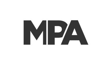 MPA logo tasarım şablonu güçlü ve modern kalın metinlerle. Basit ve minimal tipografi içeren ilk tabanlı vektör logosu. Moda şirket kimliği.