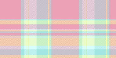 Karmaşık çek desenli ekose, tartan kumaş dikişsiz. Kırmızı ve gök mavisi renk paletinde neşeli kumaş dokusu arka plan vektörü.