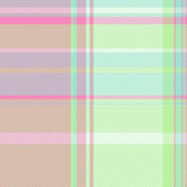 Katmanlı doku arka plan vektörü, noel kartı şablonu kumaşı. Yeşil ve pembe renk paletiyle Jpg kusursuz ekoseli kumaş..