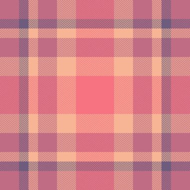 Arkaplanını kontrol et, ekose kumaş. Endüstriyel tartan kumaş deseni kırmızı ve turuncu renk paletinde.