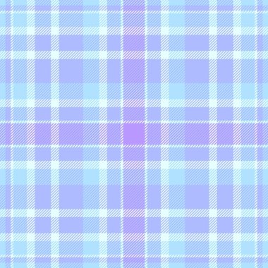 Olgun kumaş arka plan kusursuz, vektör tekstil kontrolü. Mavi ve cyan renk paletinde aşınmış tartan desenli ekose..