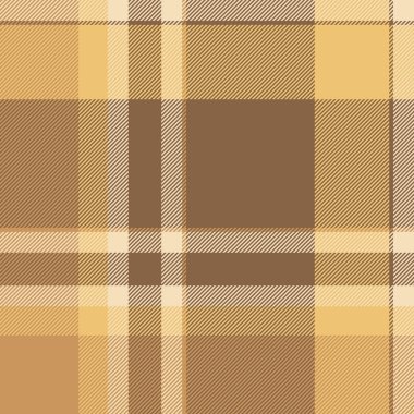 Süs dokusu kontrol kumaşı, üstüste bindirilmiş tekstil desen vektörü. Golf tartan arkaplan turuncu ve kehribar rengi palet ile dikdörtgen ekoseli.