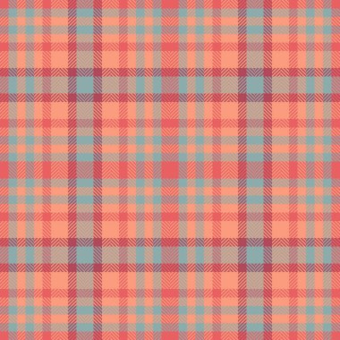 İz dokusu arka plan tekstili, Hispanik desenli kumaş. Kadınların moda denetleme vektörü tartansız kırmızı ve pastel renk paleti.