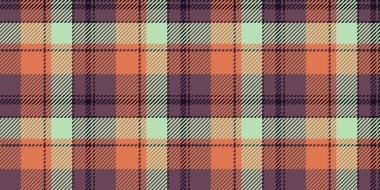 Pamuk arka plan ekose kumaş, yeniden canlanan ekosesiz vektör. Pembe ve turuncu renk paletinde fikir dokusu kontrol deseni.