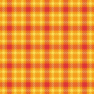 Resimli vektör ekoseli, gençlik dokusu kontrolü. Kehribar ve sarı renk paletinde erkeksi kumaş kumaş kumaşı..