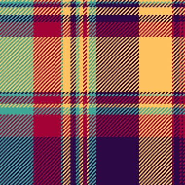 Tekstil özgeçmiş kontrolü, doku vektörü tartan oluşturma. Kehribar ve koyu renk paletindeki sevimli, dikişsiz ekose kumaş deseni..