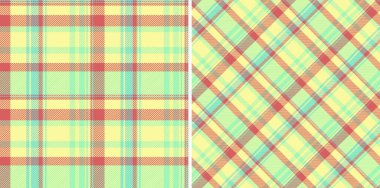 Tartan desenli, vektör tekstil dikişsiz arka plan kumaşı. Kıyafet tarzının gökkuşağı renklerinde ayarlandı.