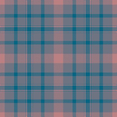 Estetik vektör arka plan tekstili, pürüzsüz kumaş tartan atın. Pastel ve cyan renk paletinde ekose desen kontrolü yapın.