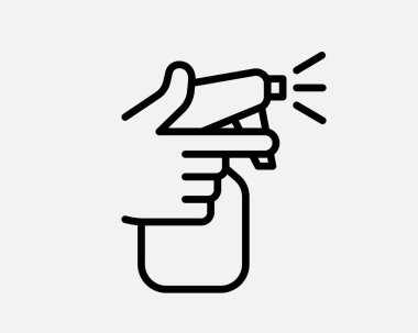 Temizlik şişesinde sprey spreyin spreyinin temiz bir simgesi. Su gazı enjektörü, dezenfeksiyon, hijyen serpintisi için imza aracı.